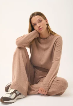 EMMA pull col rond camel chiné