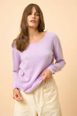 FIONA pull col bateau mauve chiné