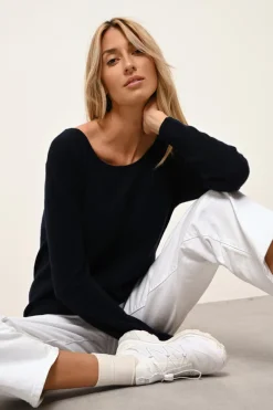 FIONA pull col bateau navy
