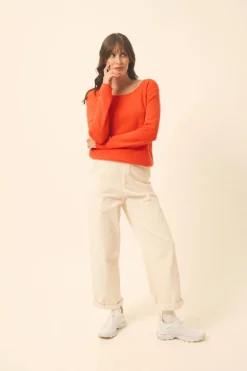 FIONA pull col bateau orange