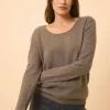 FIONA pull col bateau taupe chiné