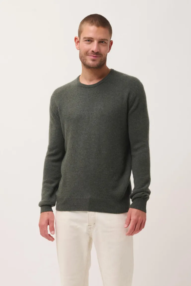 GABIN pull col rond kaki chiné