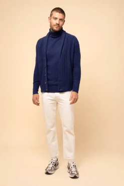GARMA veste col châle bleu nuit