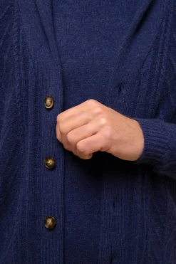 GARMA veste col châle bleu nuit