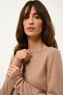 GRACE pull col bateau camel chiné