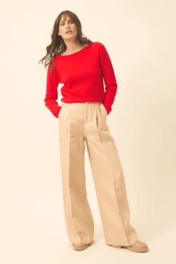 GRACE pull col bateau carmin