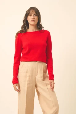 GRACE pull col bateau carmin