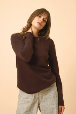 GRACE pull col bateau choco