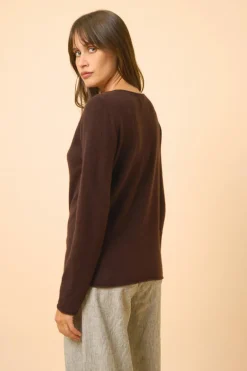 GRACE pull col bateau choco