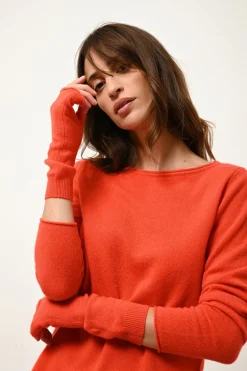 GRACE pull col bateau orange