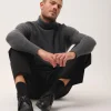 GYALWA pull col roulé anthracite chiné