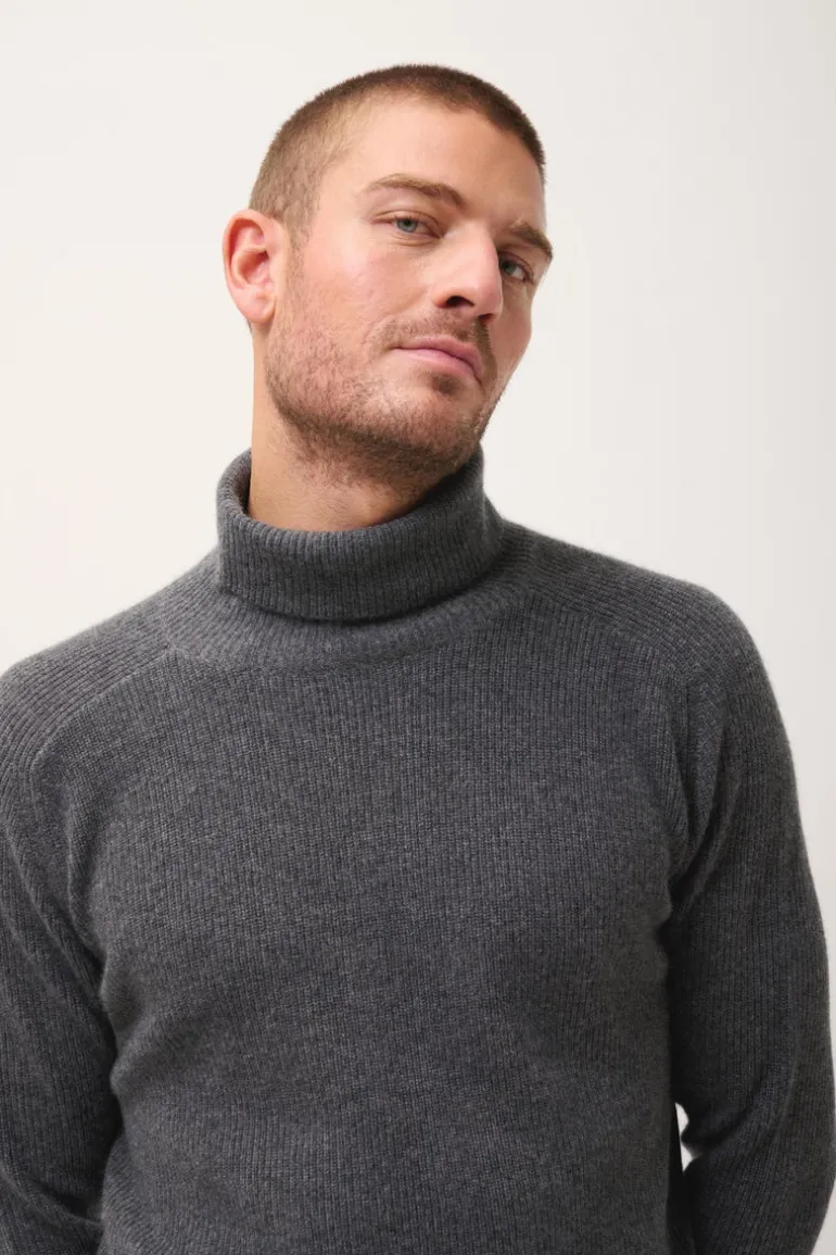 GYALWA pull col roulé anthracite chiné