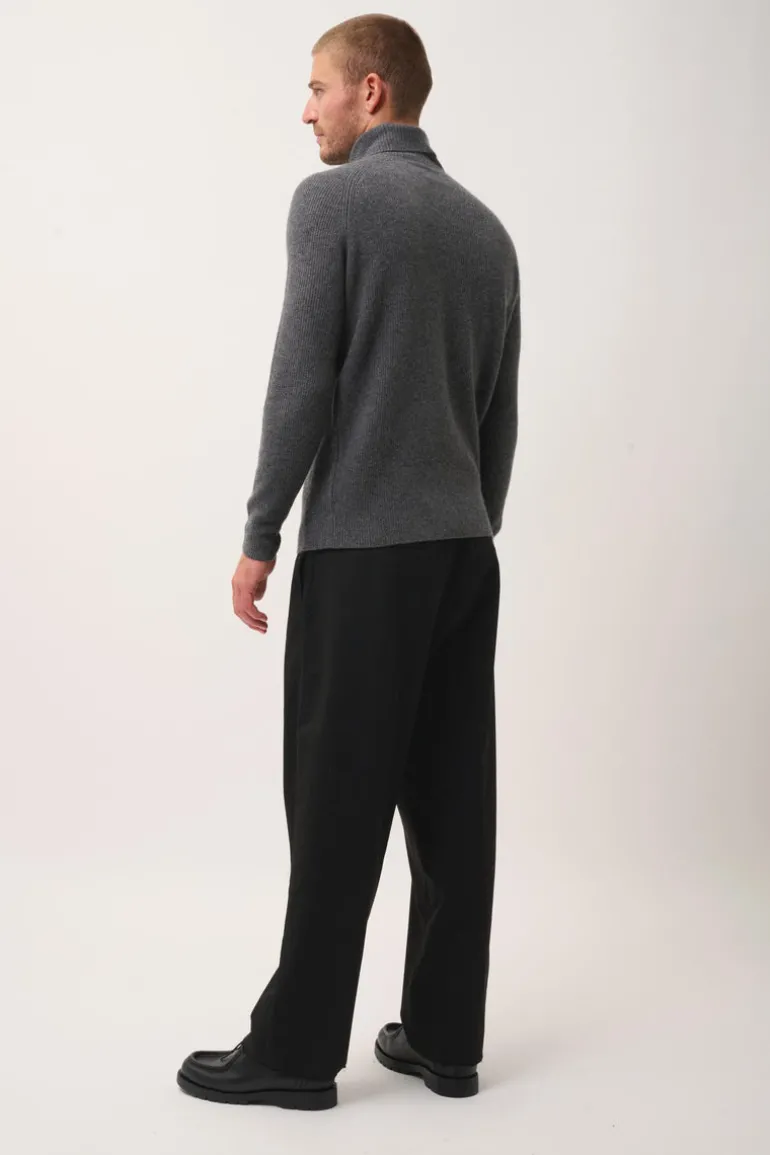 GYALWA pull col roulé anthracite chiné