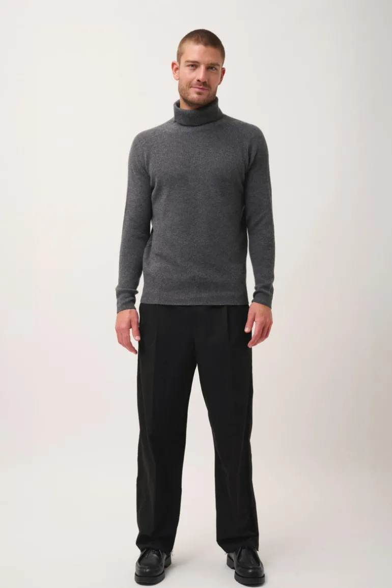 GYALWA pull col roulé anthracite chiné