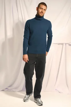 GYALWA pull col roulé bleu pétrole