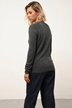 HELEN pull col rond anthracite chiné