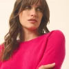 HELEN pull col rond fuchsia