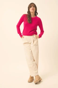 HELEN pull col rond fuchsia