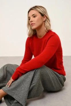 HELEN pull col rond rouge