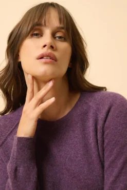 HELEN pull col rond violet chiné