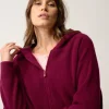 HELGA gilet col zippé capuche bordeaux