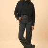 HELGA gilet col zippé capuche noir