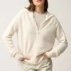 HELGA gilet col zippé capuche ivoire