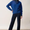 HELGA gilet col zippé capuche outremer
