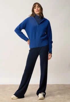 HELGA gilet col zippé capuche outremer