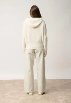 HELGA gilet col zippé capuche ivoire