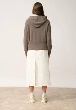 HELGA gilet col zippé capuche taupe chiné