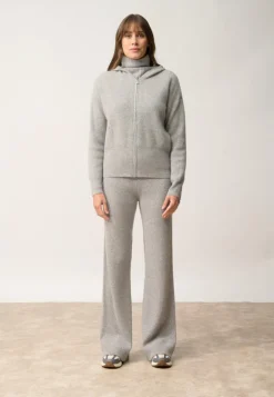HELGA gilet col zippé capuche nuage chiné