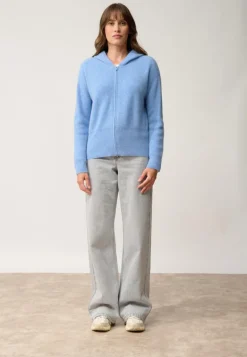 HELGA gilet col zippé capuche sky
