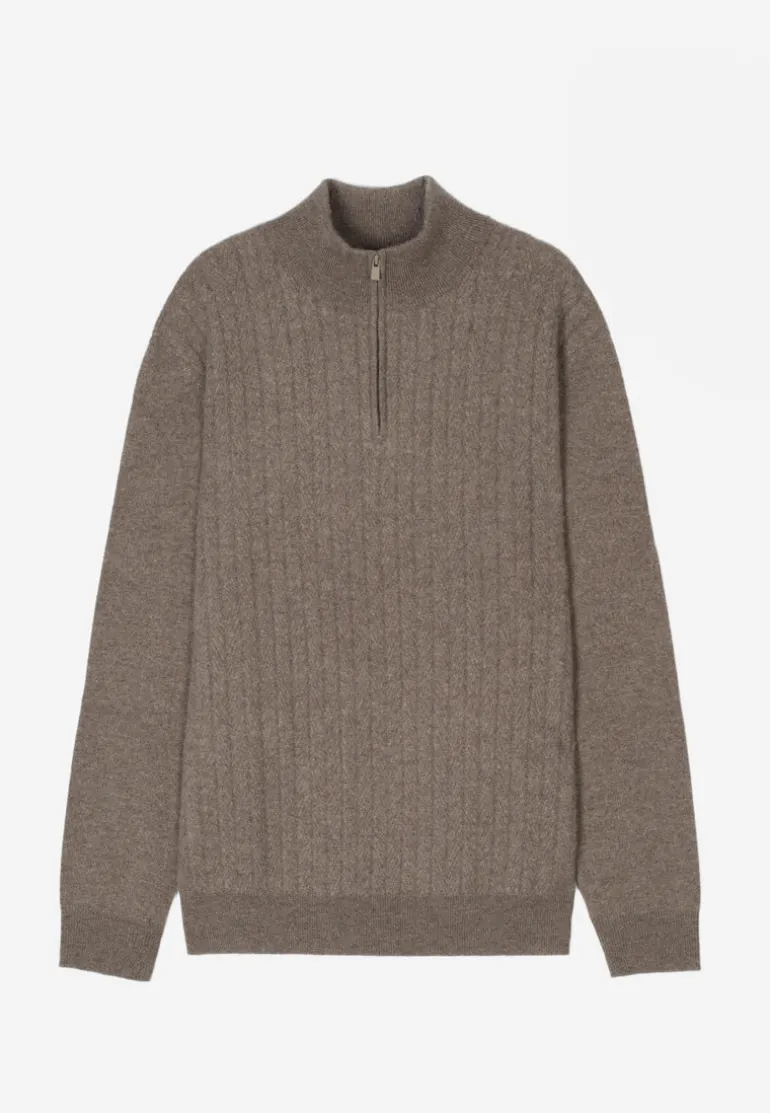 HILMIR pull col camionneur taupe chiné