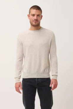 HOWARD pull col rond gris perle chiné