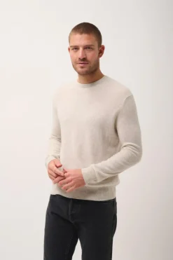 HOWARD pull col rond gris perle chiné