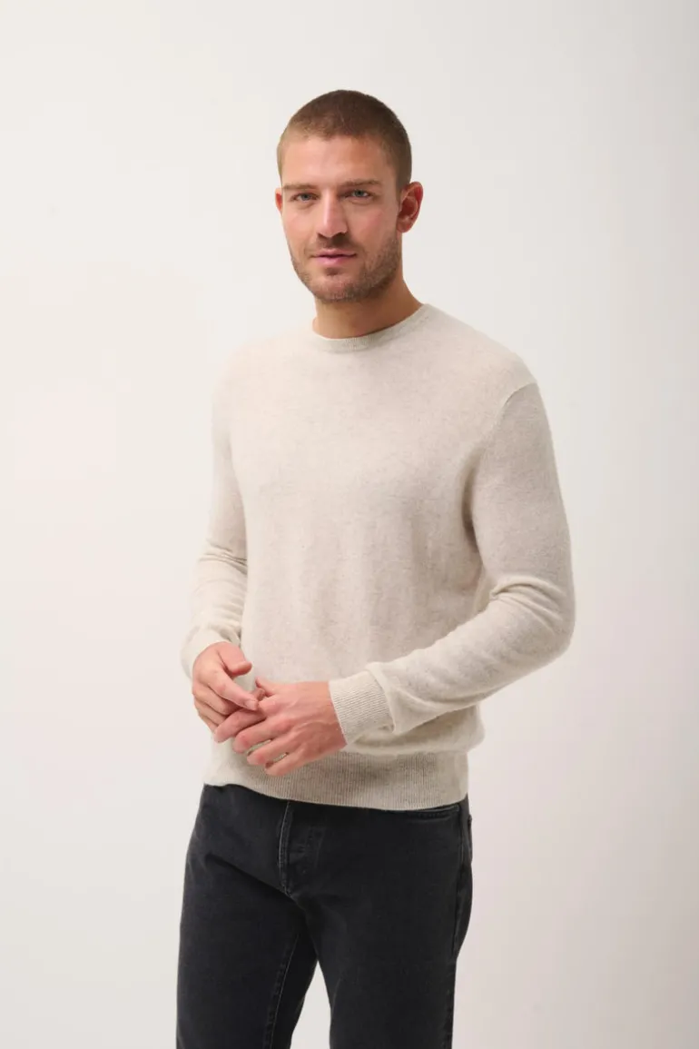 HOWARD pull col rond gris perle chiné
