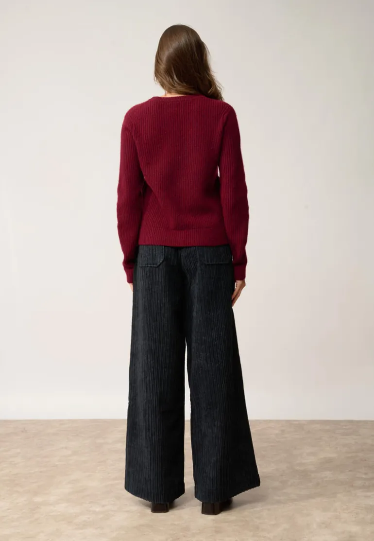 INAYA pull col rond cranberry chiné