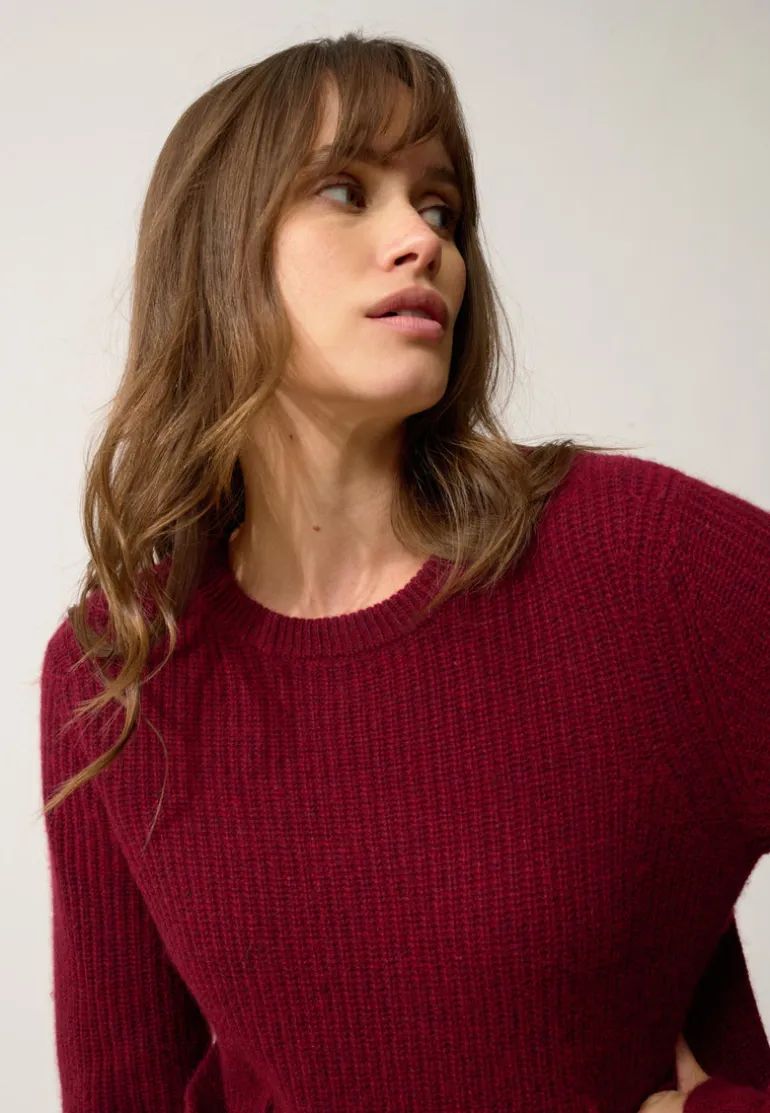 INAYA pull col rond cranberry chiné