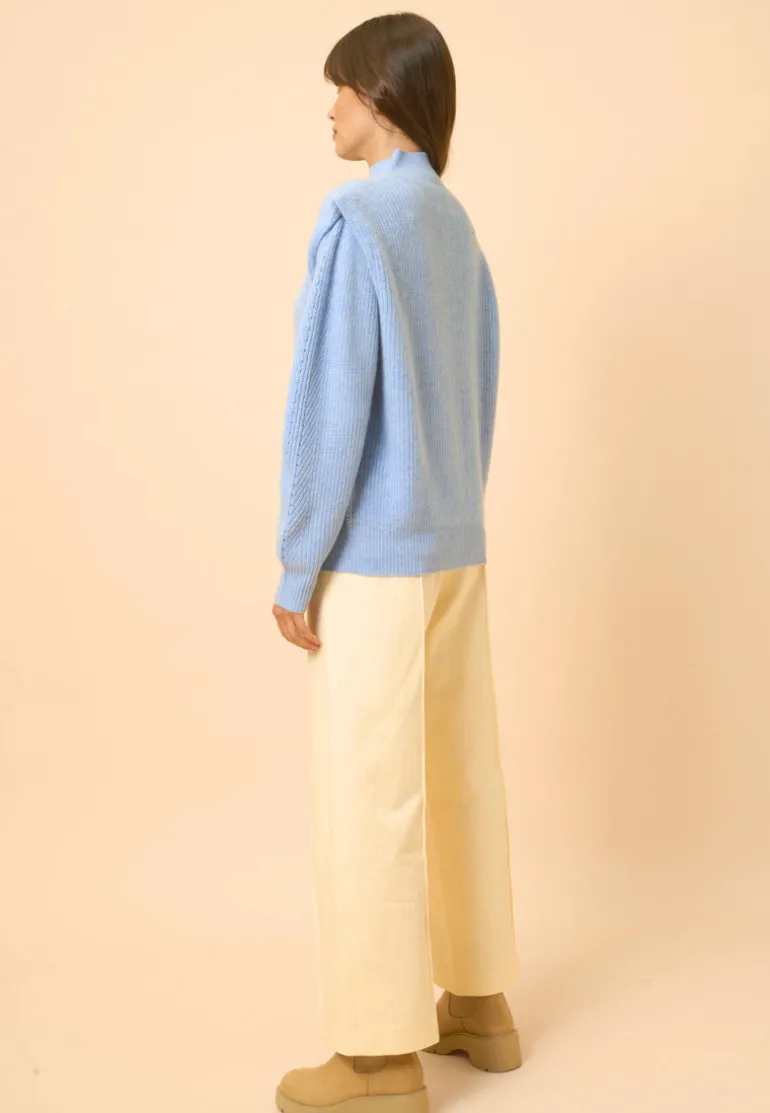 IQUITOS pull col montant bleu ciel chiné