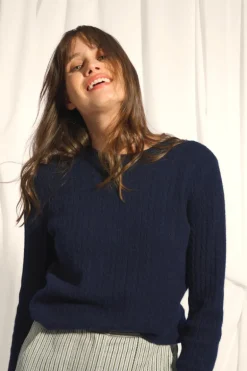 JADE pull col rond navy