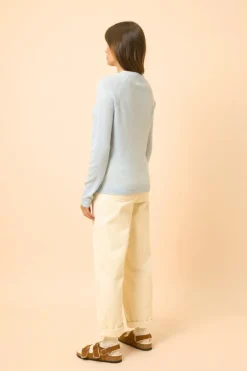 JANE pull col rond bleu clair chiné