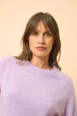 JANE pull col rond mauve chiné