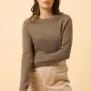 JANE pull col rond taupe chiné