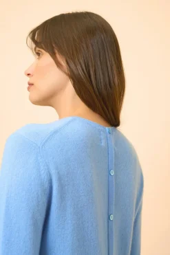 JANICE pull col rond baby blue