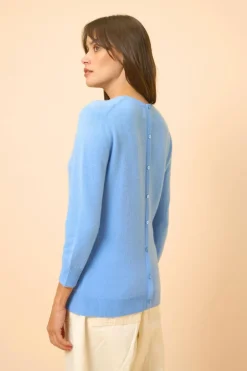 JANICE pull col rond baby blue
