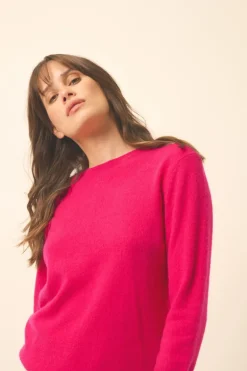 JANICE pull col rond fuchsia