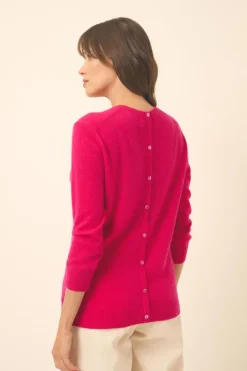 JANICE pull col rond fuchsia