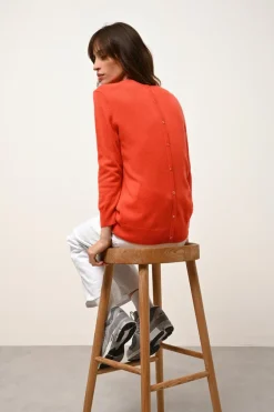 JANICE pull col rond orange