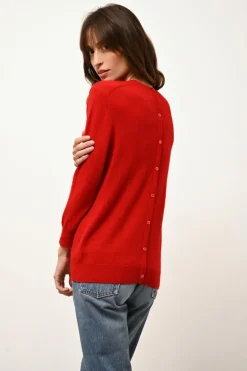 JANICE pull col rond rouge